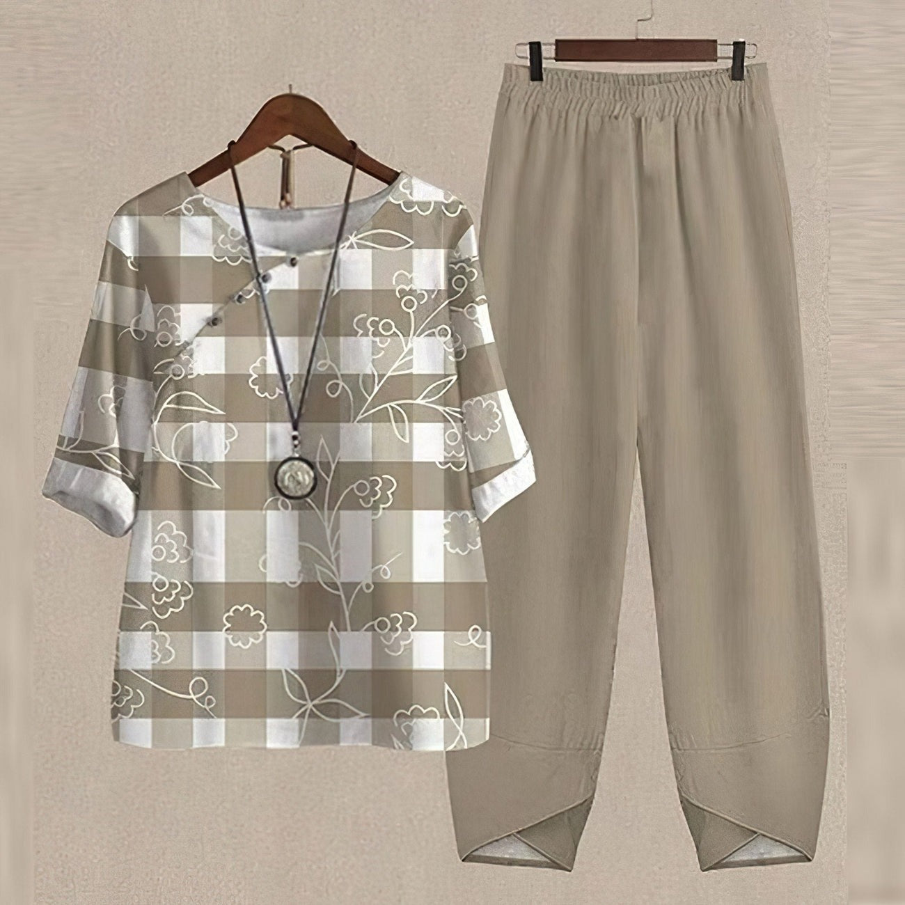 Damen Set Zweiteilig mit Schmetterlingsmuster Elegantes