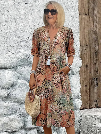 Sommerkleid V-Ausschnitt Knielang Bequem