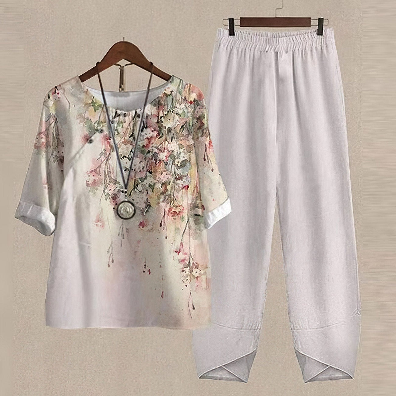 Damen Set Zweiteilig mit Schmetterlingsmuster Elegantes