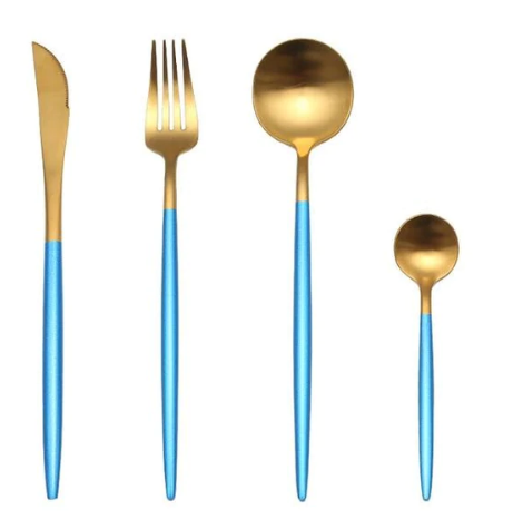 Edelstahl Besteck Set 24 Teile Gold Silber Luxus