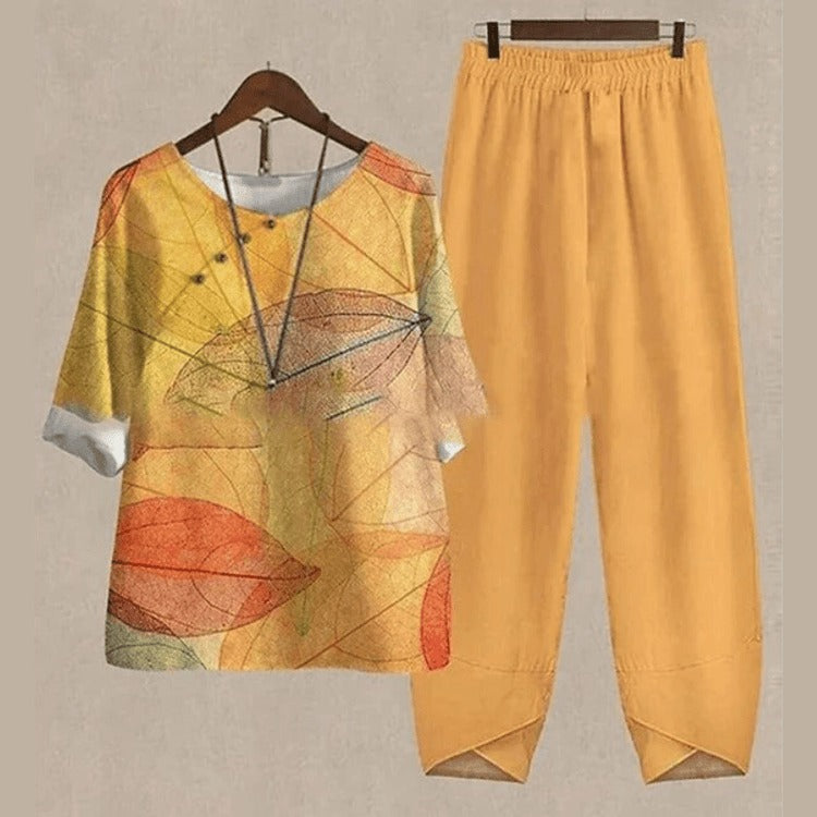 Damen Set Zweiteilig mit Schmetterlingsmuster Elegantes