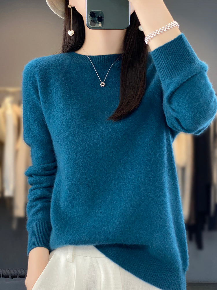 Damen Strickpullover Klassisch Langarm Elegannt