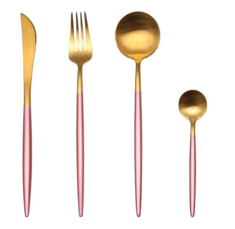 Edelstahl Besteck Set 24 Teile Gold Silber Luxus