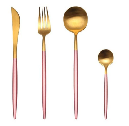 Edelstahl Besteck Set 24 Teile Gold Silber Luxus