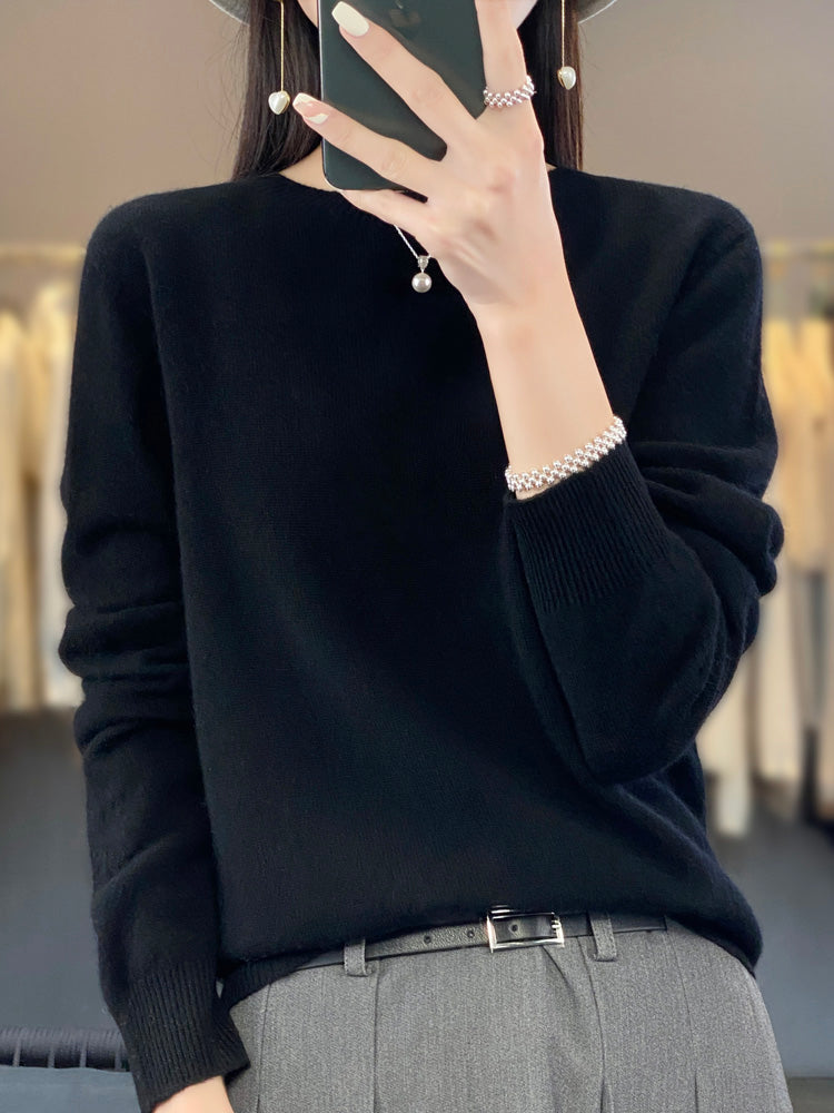 Damen Strickpullover Klassisch Langarm Elegannt