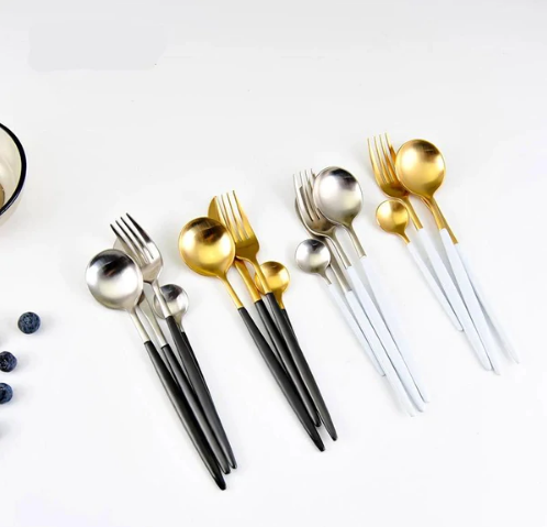 Edelstahl Besteck Set 24 Teile Gold Silber Luxus