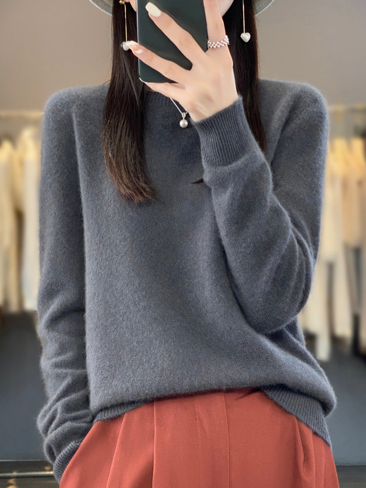 Damen Strickpullover Klassisch Langarm Elegannt