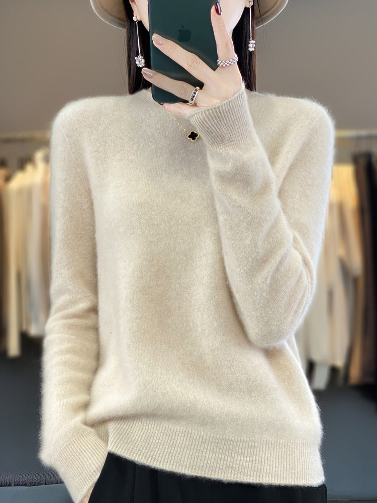Damen Strickpullover Klassisch Langarm Elegannt