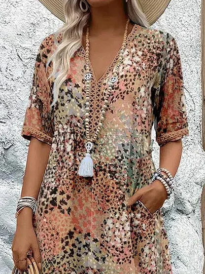 Sommerkleid V-Ausschnitt Knielang Bequem