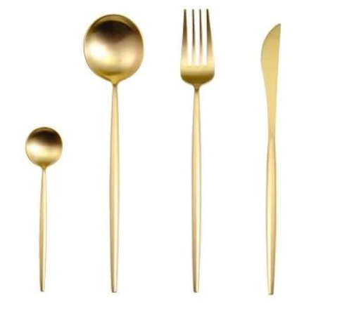 Edelstahl Besteck Set 24 Teile Gold Silber Luxus