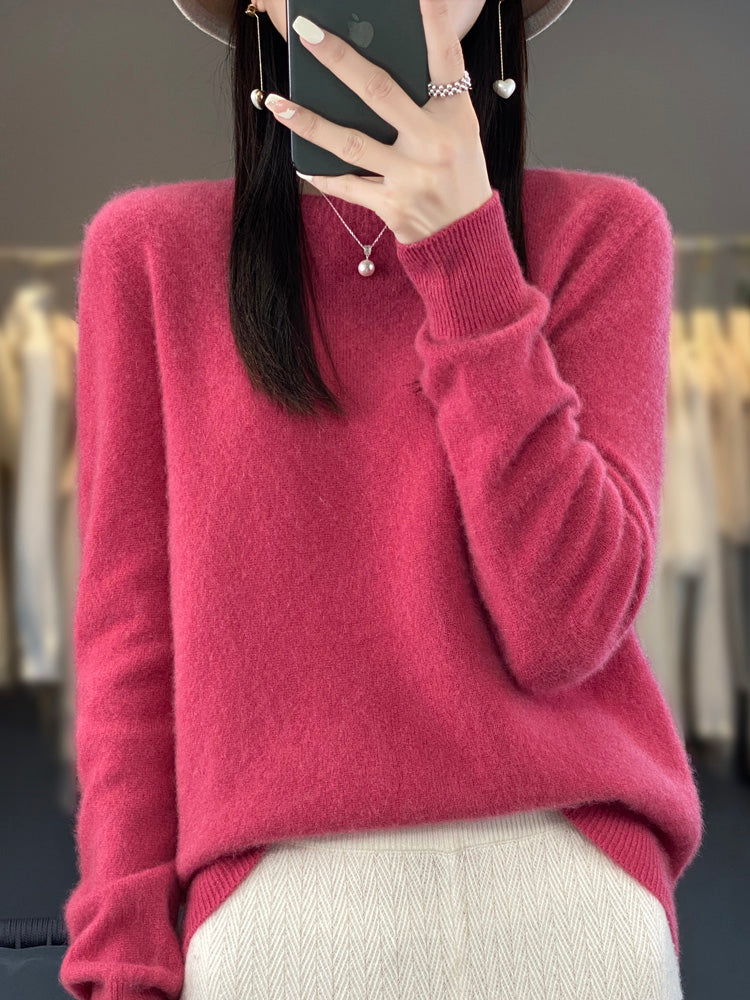 Damen Strickpullover Klassisch Langarm Elegannt