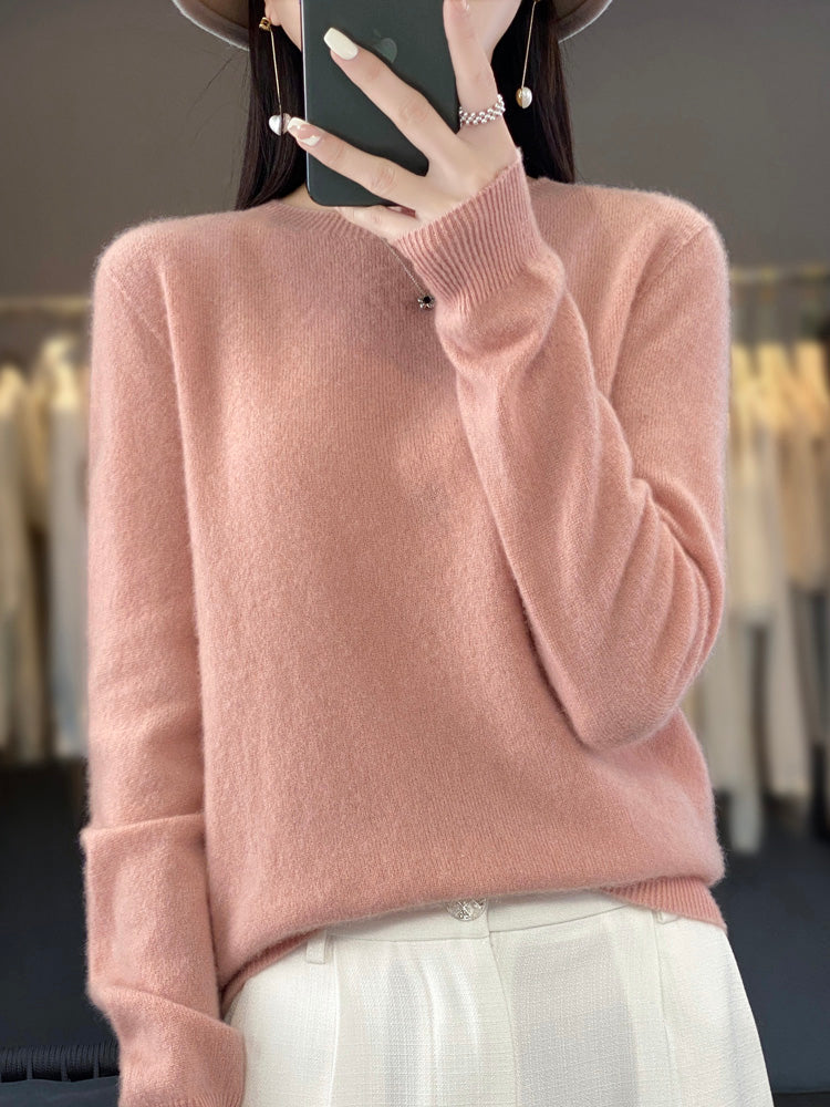 Damen Strickpullover Klassisch Langarm Elegannt