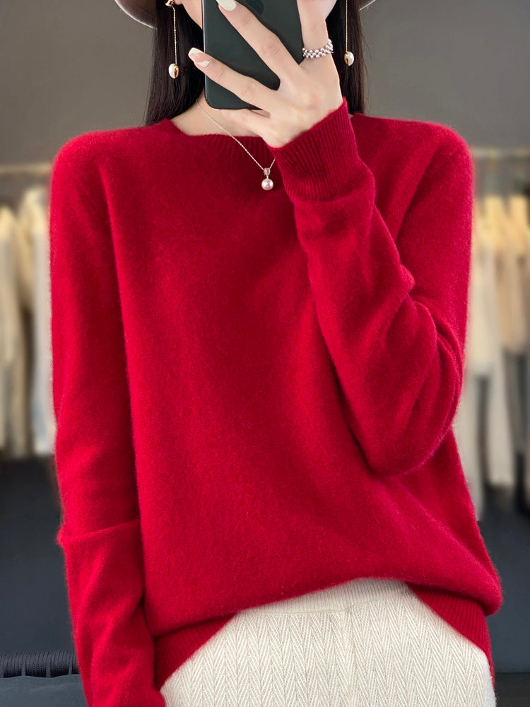 Damen Strickpullover Klassisch Langarm Elegannt