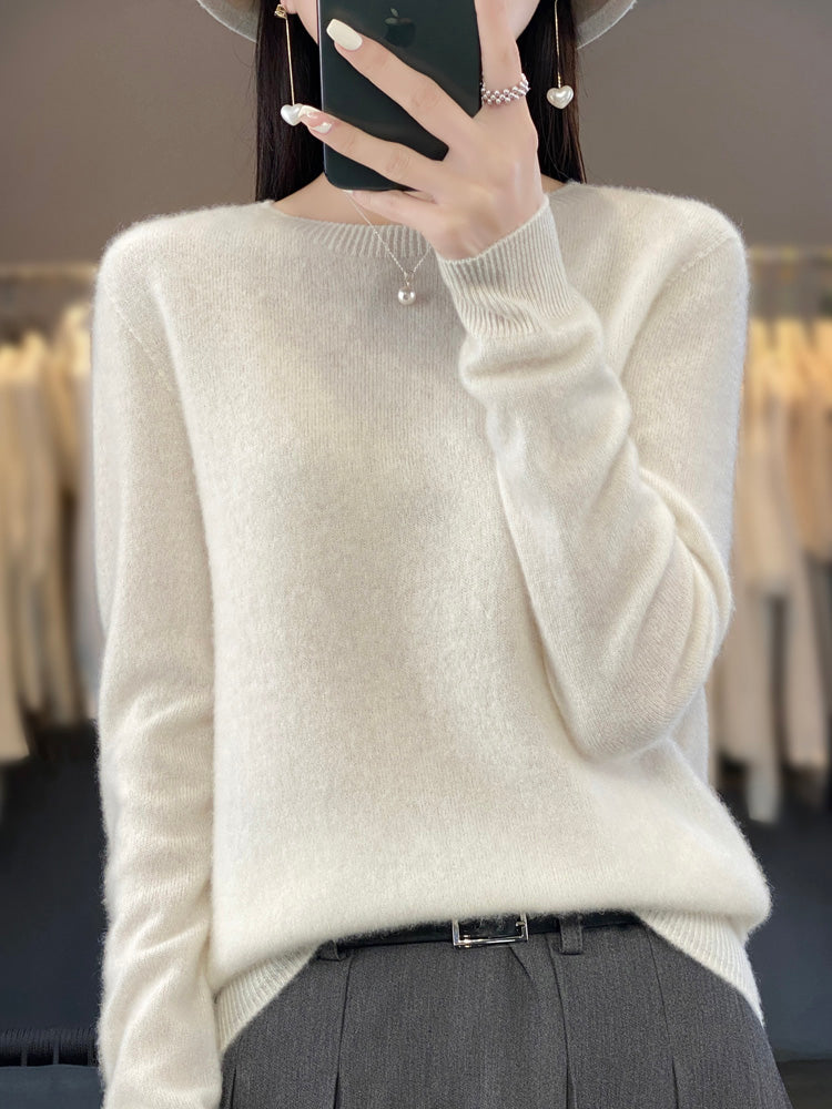 Damen Strickpullover Klassisch Langarm Elegannt