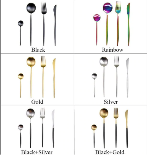 Edelstahl Besteck Set 24 Teile Gold Silber Luxus