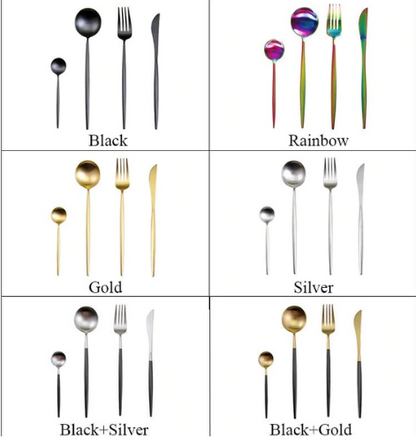 Edelstahl Besteck Set 24 Teile Gold Silber Luxus