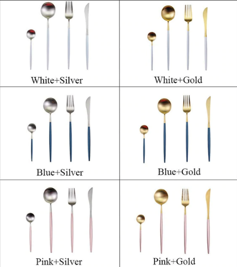 Edelstahl Besteck Set 24 Teile Gold Silber Luxus
