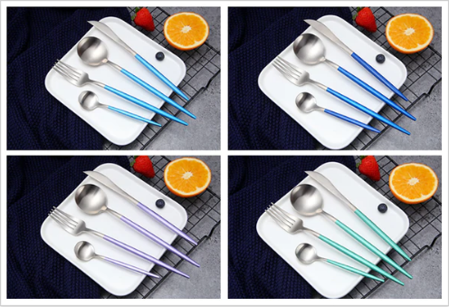 Edelstahl Besteck Set 24 Teile Gold Silber Luxus