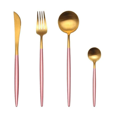 Edelstahl Besteck Set 24 Teile Gold Silber Luxus