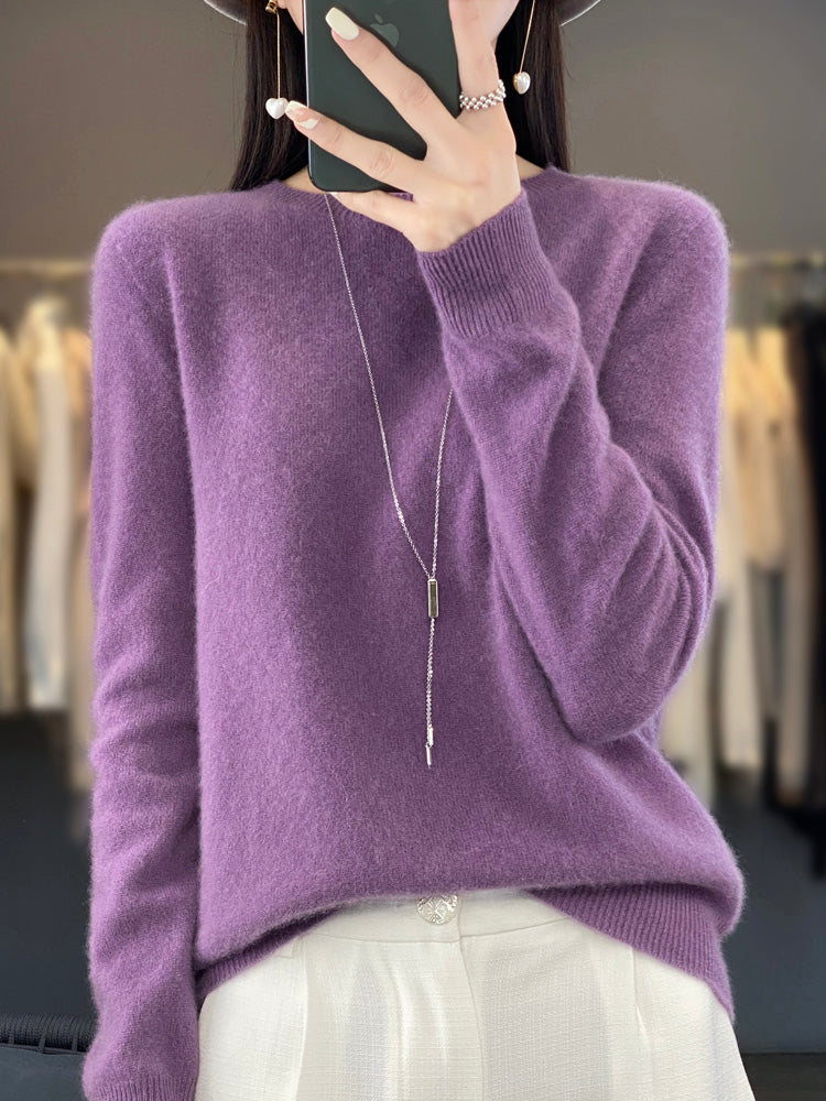 Damen Strickpullover Klassisch Langarm Elegannt