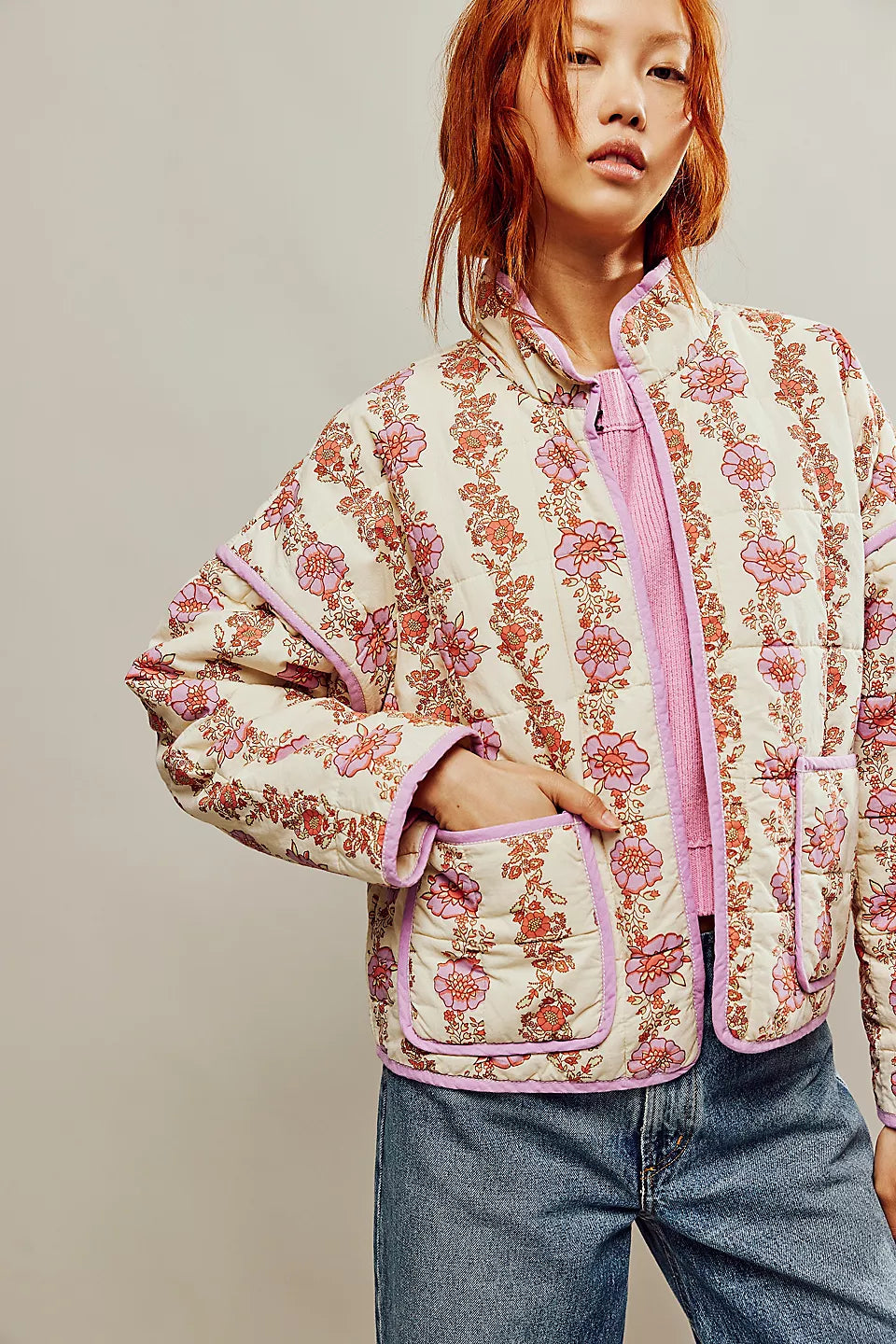 Damen Übergangsjacke Steppjacke mit Print Damenjacke