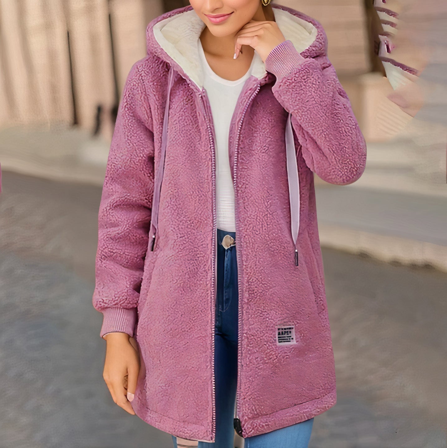 Stilvolle Fleecejacke Teddyjacke Damen Warm