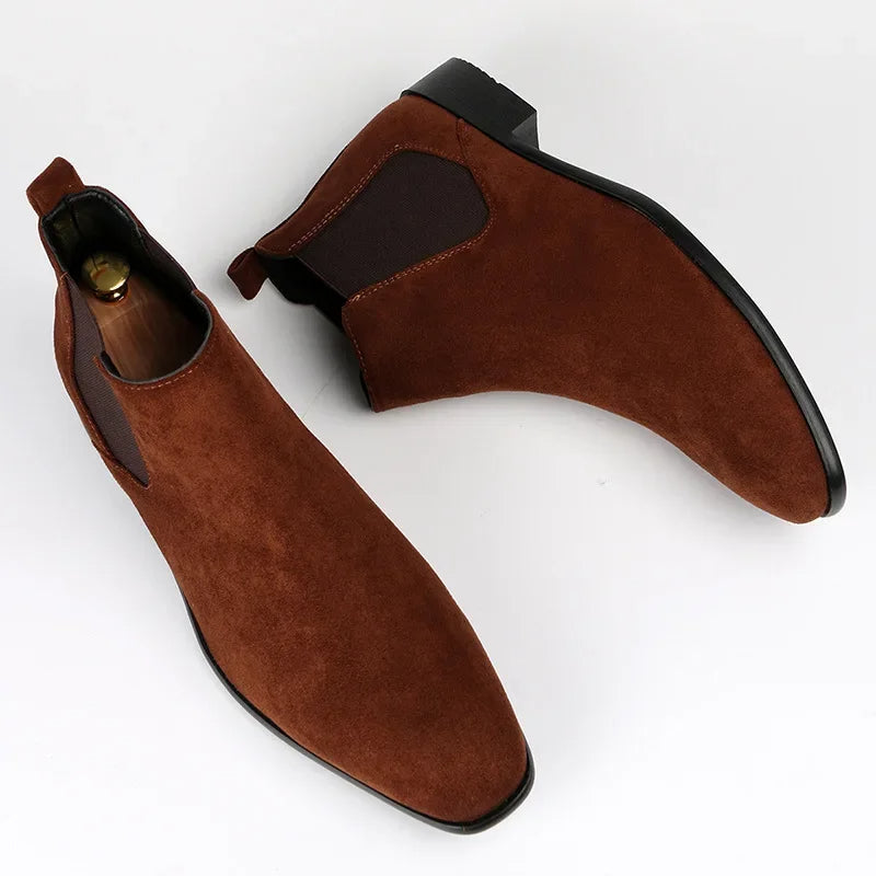 Herren Chelsea Stiefel Hochwertig Leder Schwarz