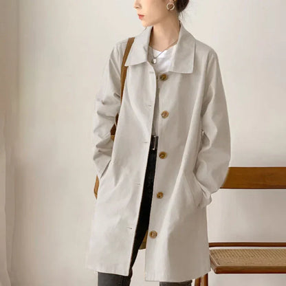 Damen Trenchcoat Elegant Wasserabweisend Schwarz
