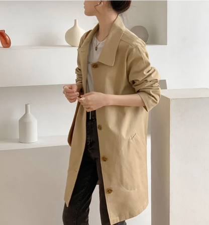 Damen Trenchcoat Elegant Wasserabweisend Schwarz - BerlinGlamour