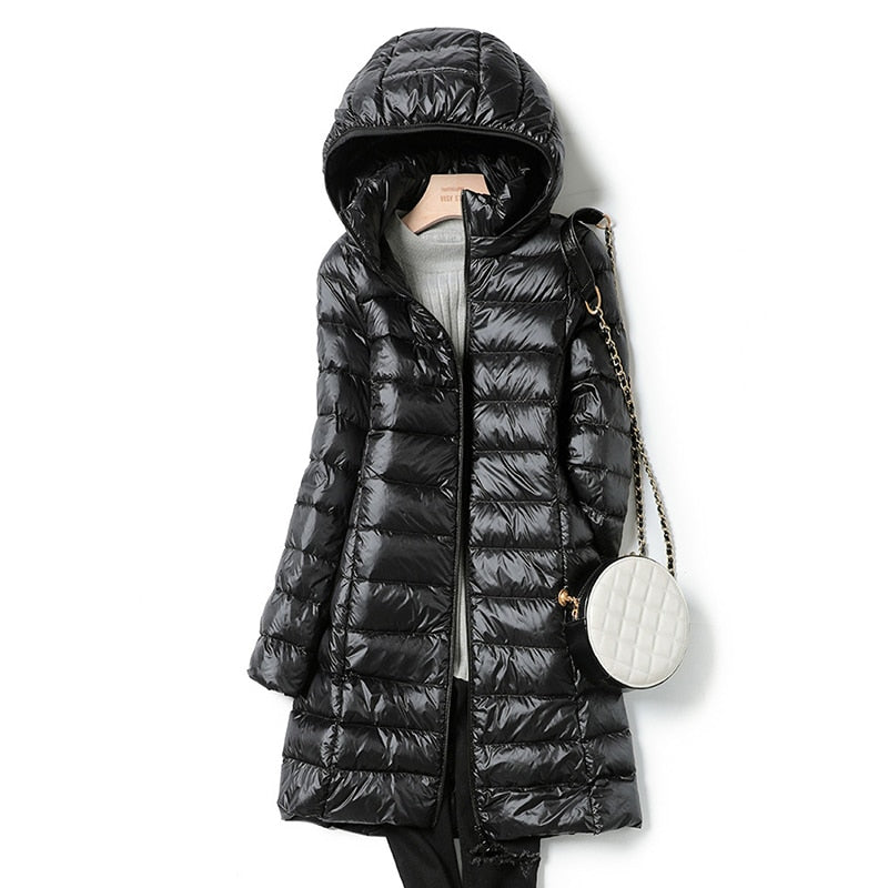 Damen Wintermantel Lang Modern Schwarz