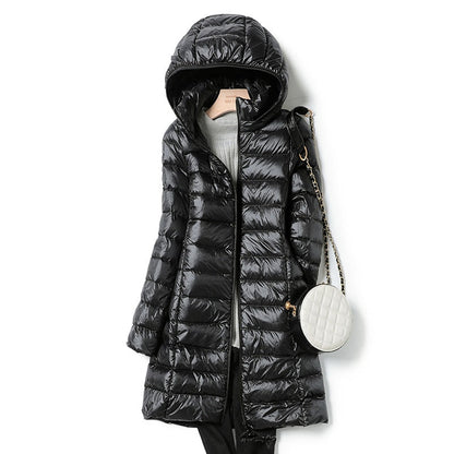 Damen Wintermantel Lang Modern Schwarz