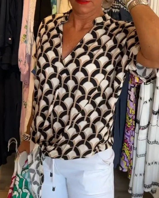 Frauenbluse Geometrisch Bedruckt Stilvoll Modern