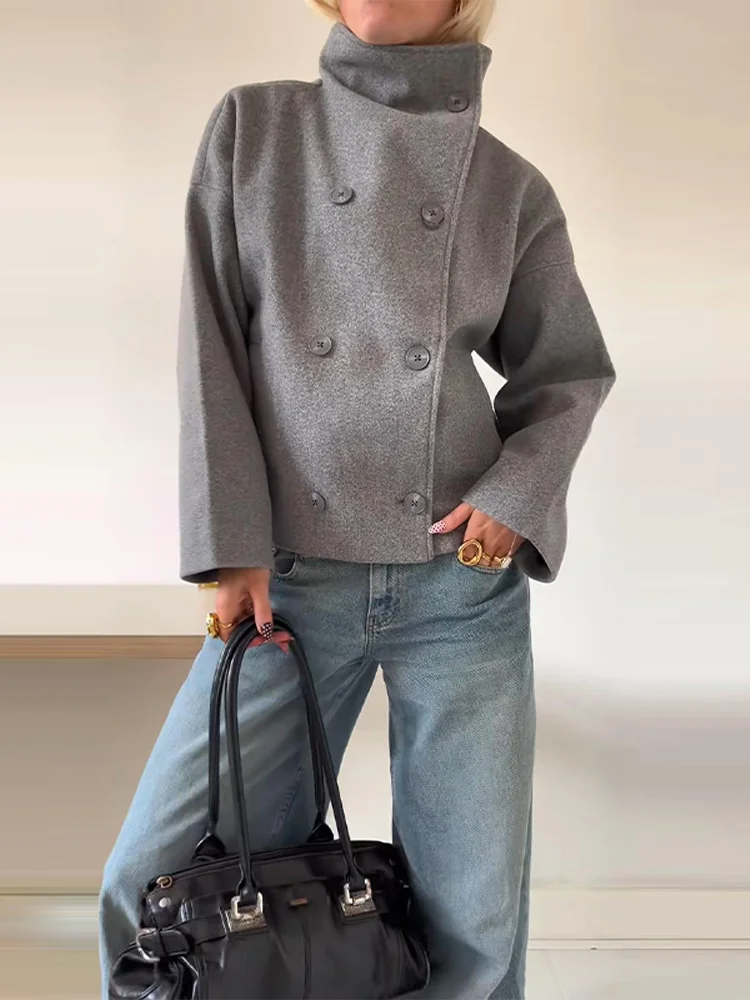 Damen Winterjacke Oversized mit Knöpfen Groß