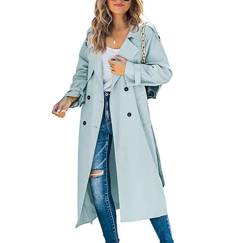 Damen Trenchcoat Lässig Knöpfe Modern