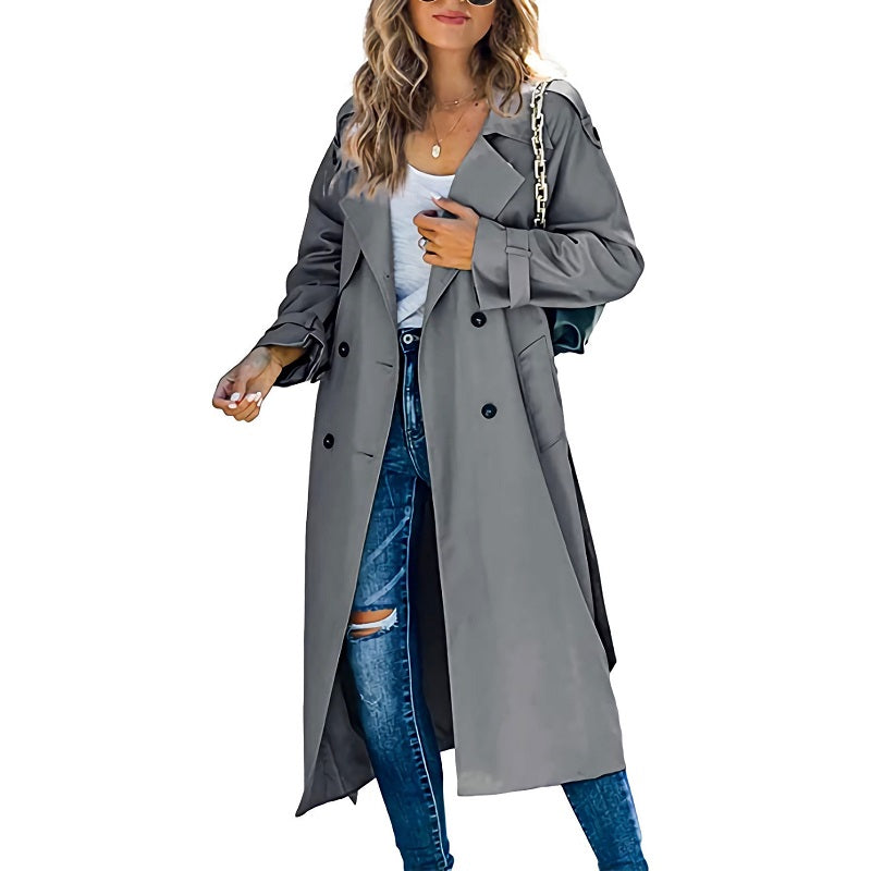 Damen Trenchcoat Lässig Knöpfe Modern