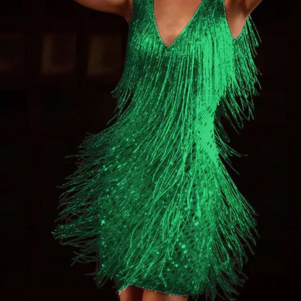 Elegantes Abendkleid mit Fransen Glänzend Party