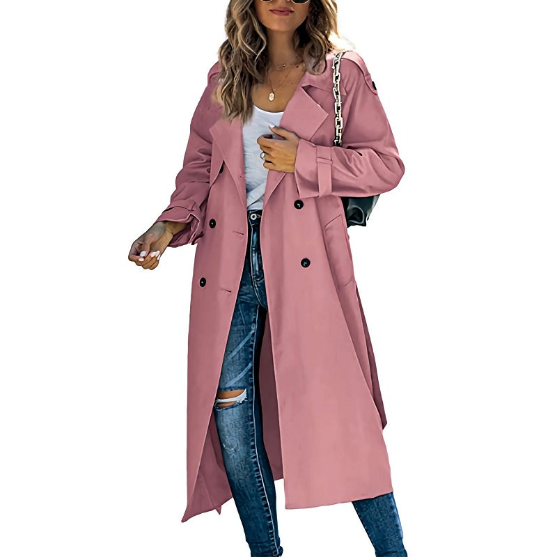 Damen Trenchcoat Lässig Knöpfe Modern
