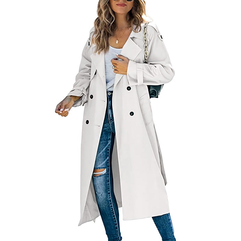 Damen Trenchcoat Lässig Knöpfe Modern