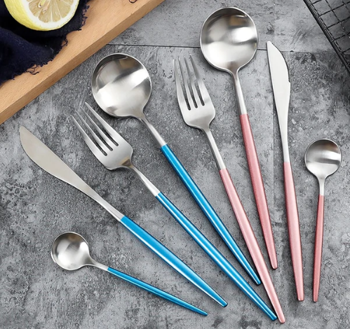 Edelstahl Besteck Set 24 Teile Gold Silber Luxus
