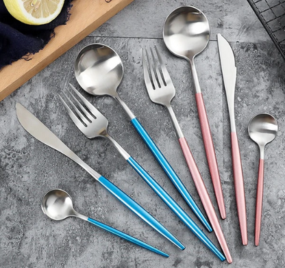 Edelstahl Besteck Set 24 Teile Gold Silber Luxus