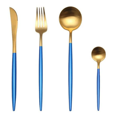 Edelstahl Besteck Set 24 Teile Gold Silber Luxus