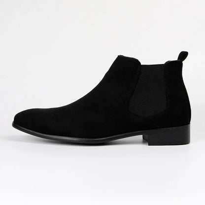 Herren Chelsea Stiefel Hochwertig Leder Schwarz