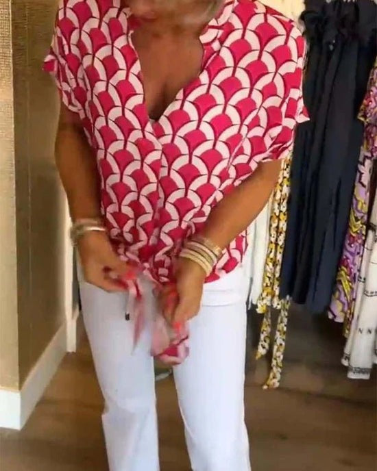 Frauenbluse Geometrisch Bedruckt Stilvoll Modern
