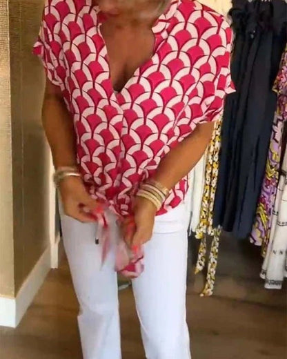 Frauenbluse Geometrisch Bedruckt Stilvoll Modern