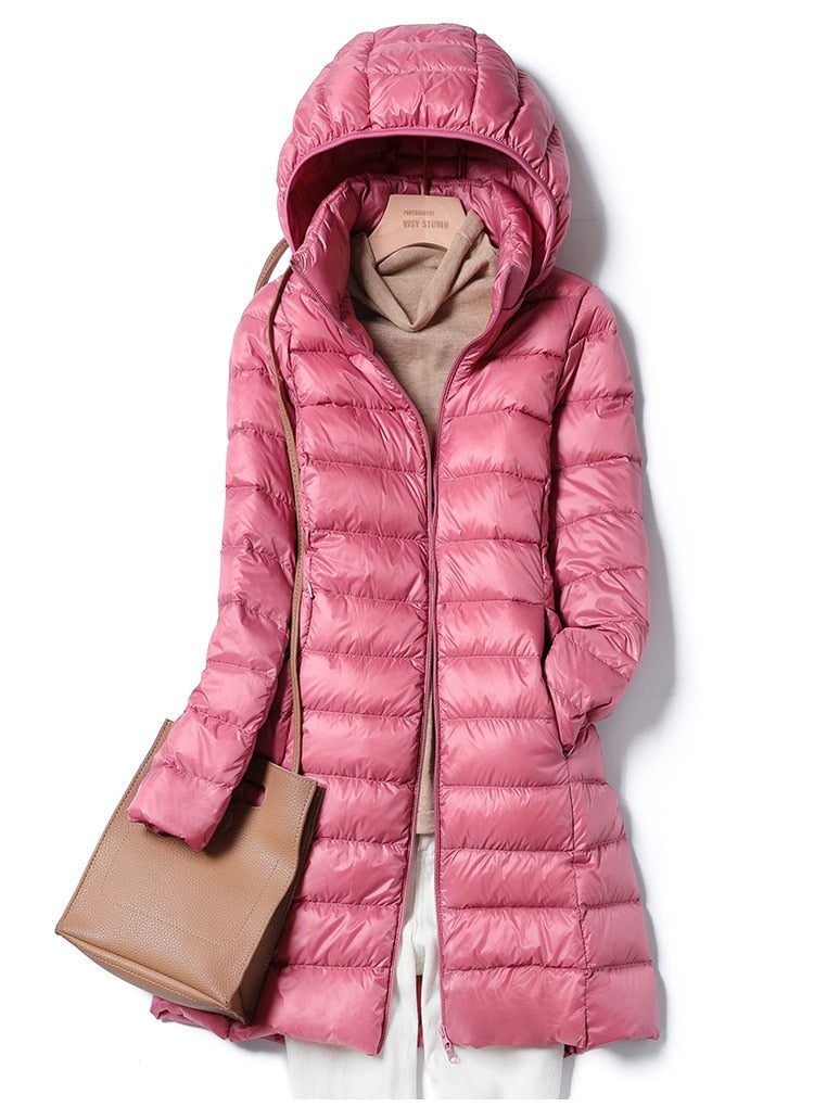 Damen Wintermantel Lang Modern Schwarz