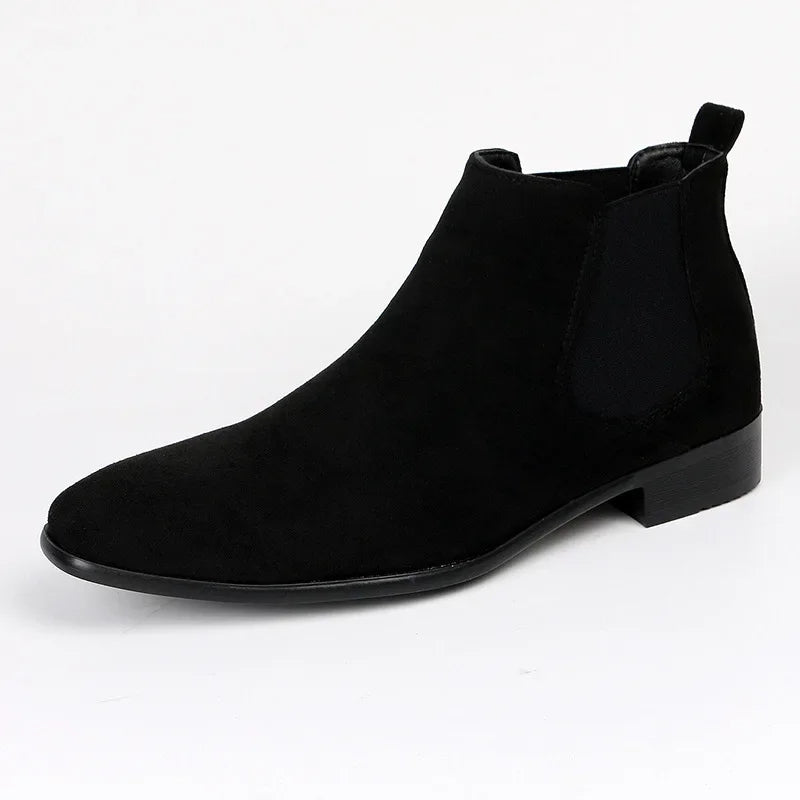 Herren Chelsea Stiefel Hochwertig Leder Schwarz
