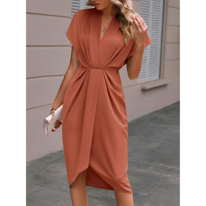Elegantes Wickelkleid Damen Midi Länge