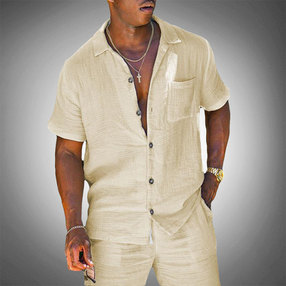 Herren Leinenanzug Zweiteiler Elegant Bequem Sommer