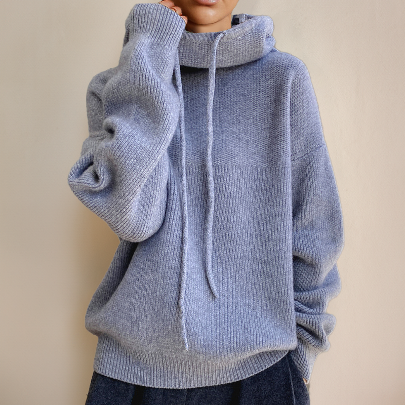 Weicher Damen Hoodie Strick Pullover Bequem