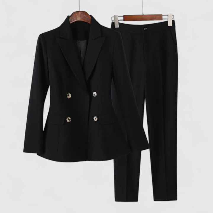 Damen Business Anzug Set Zweireihig Blazer Hose